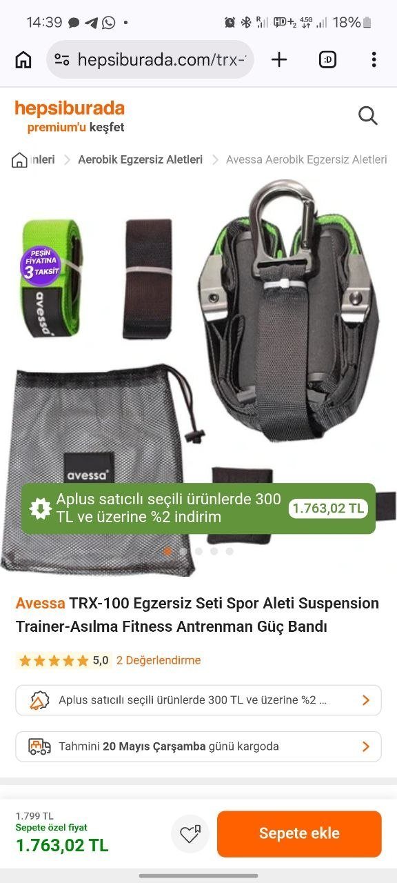 Подвесной тренажёр Avessa TRX-100