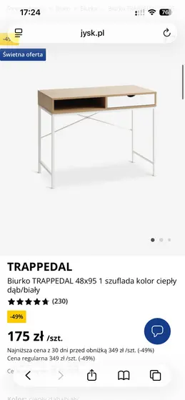 Стол JYSK Trappedal, 48×95 см
