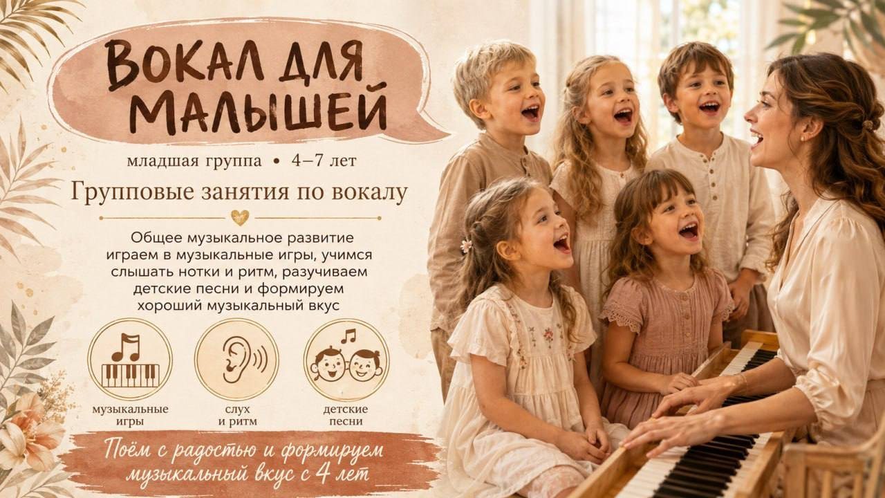 Групповые занятия вокалом для детей 4–7 лет