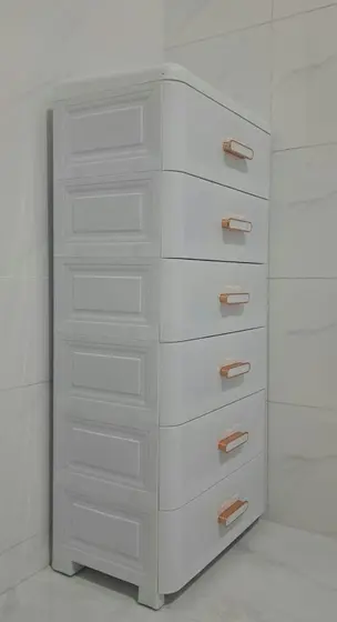Белый комод с 6 ящиками