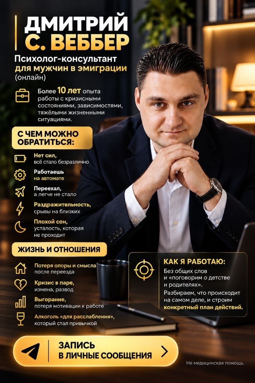 Онлайн-консультации психолога для мужчин в эмиграции