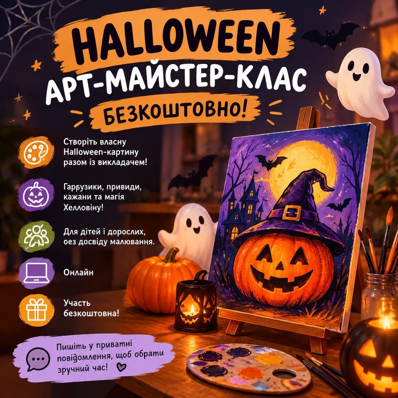 Онлайн мастер-класс по рисованию на Хеллоуин