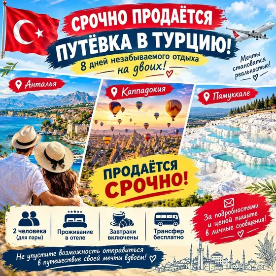 Тур по Турции на 8 дней для двоих