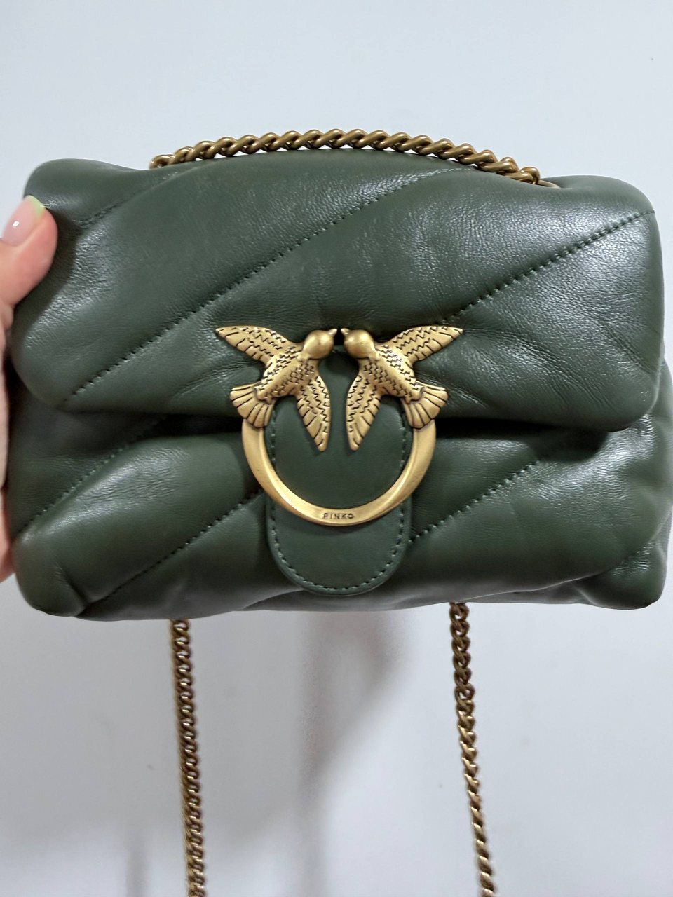 Сумка Pinko из кожи, зелёная