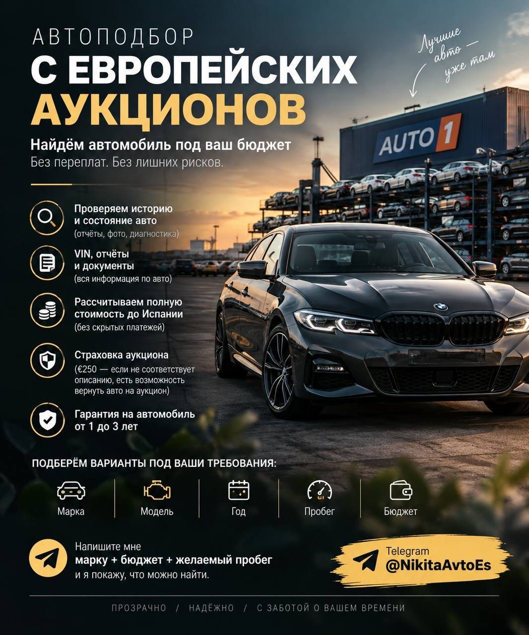 Подбор автомобиля с европейских аукционов