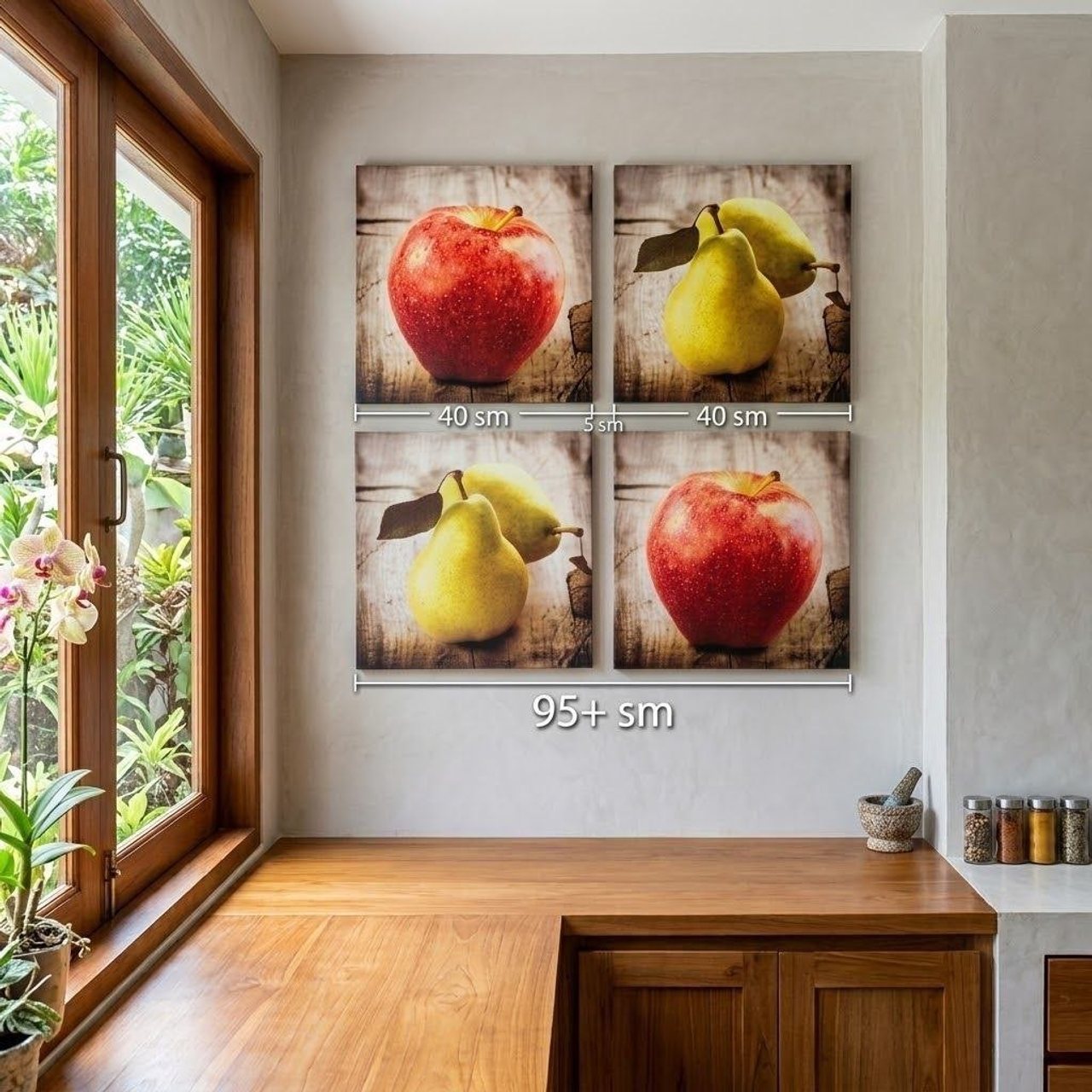 Картины на холсте с фруктами, 40×40 см