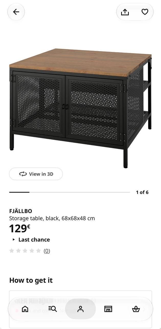 FJÄLLBO, Storage table, black, 68x68x48 cm